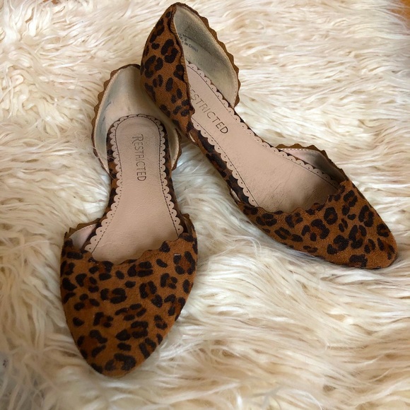 Restricted Shoes - Restricted Scalloped Edge Cheetah Print Flats